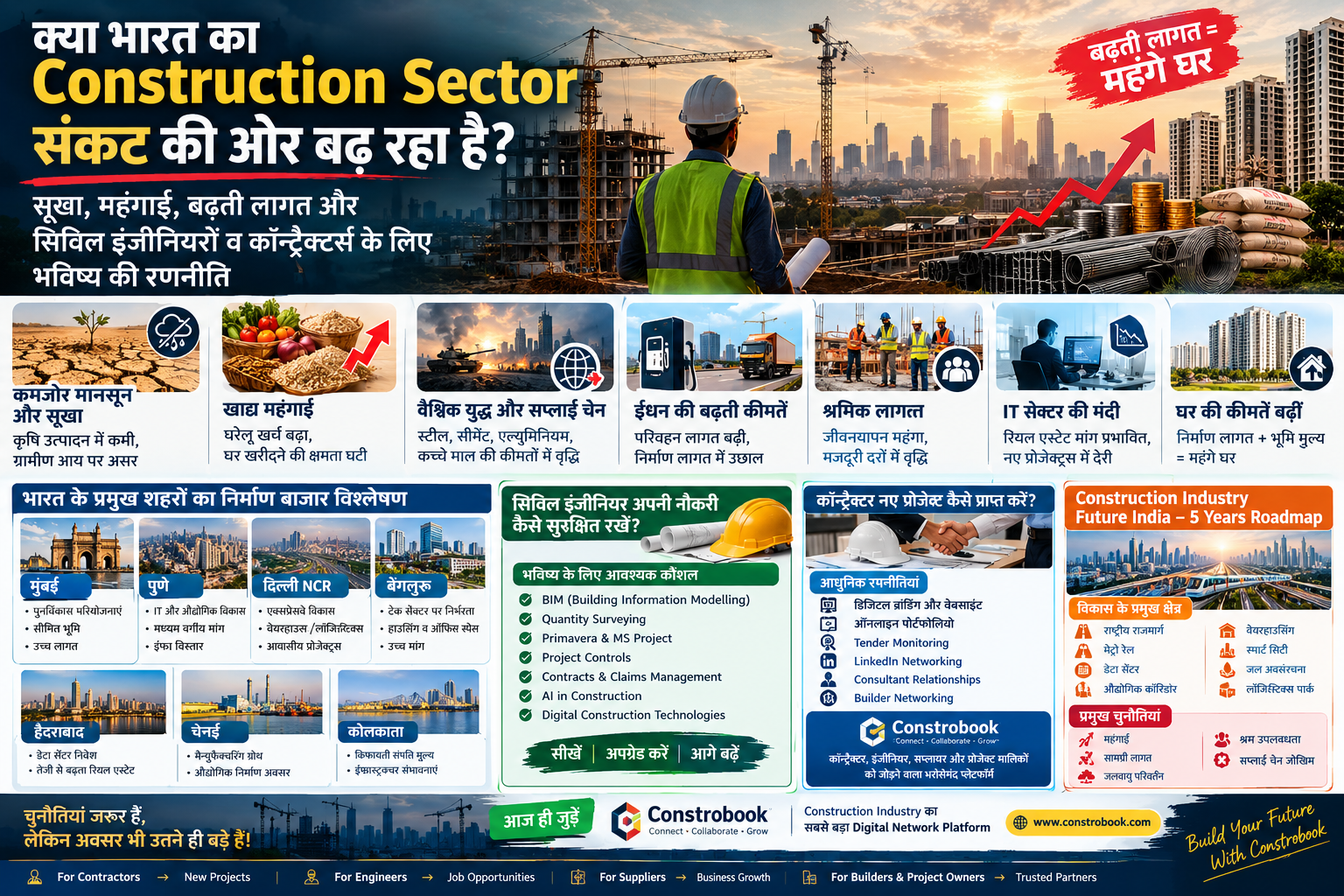 You are currently viewing Construction Sector Crisis 2026: सूखा, महंगाई, बढ़ती लागत और सिविल इंजीनियरों व कॉन्ट्रैक्टर्स के लिए भविष्य की रणनीति